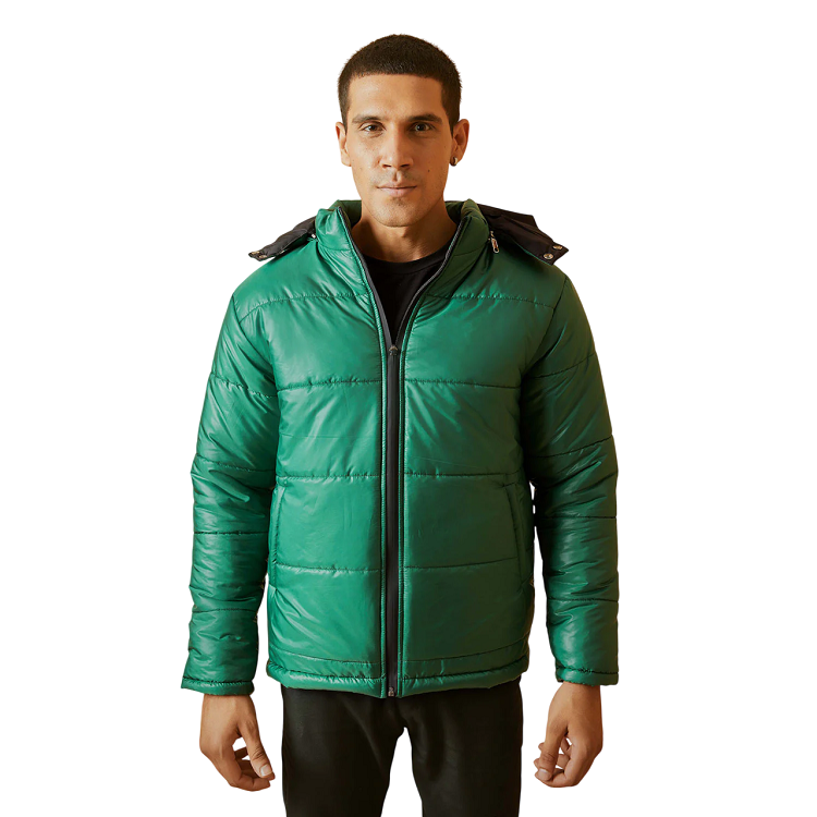 Green Jacket With Modern Dual Closure Zip