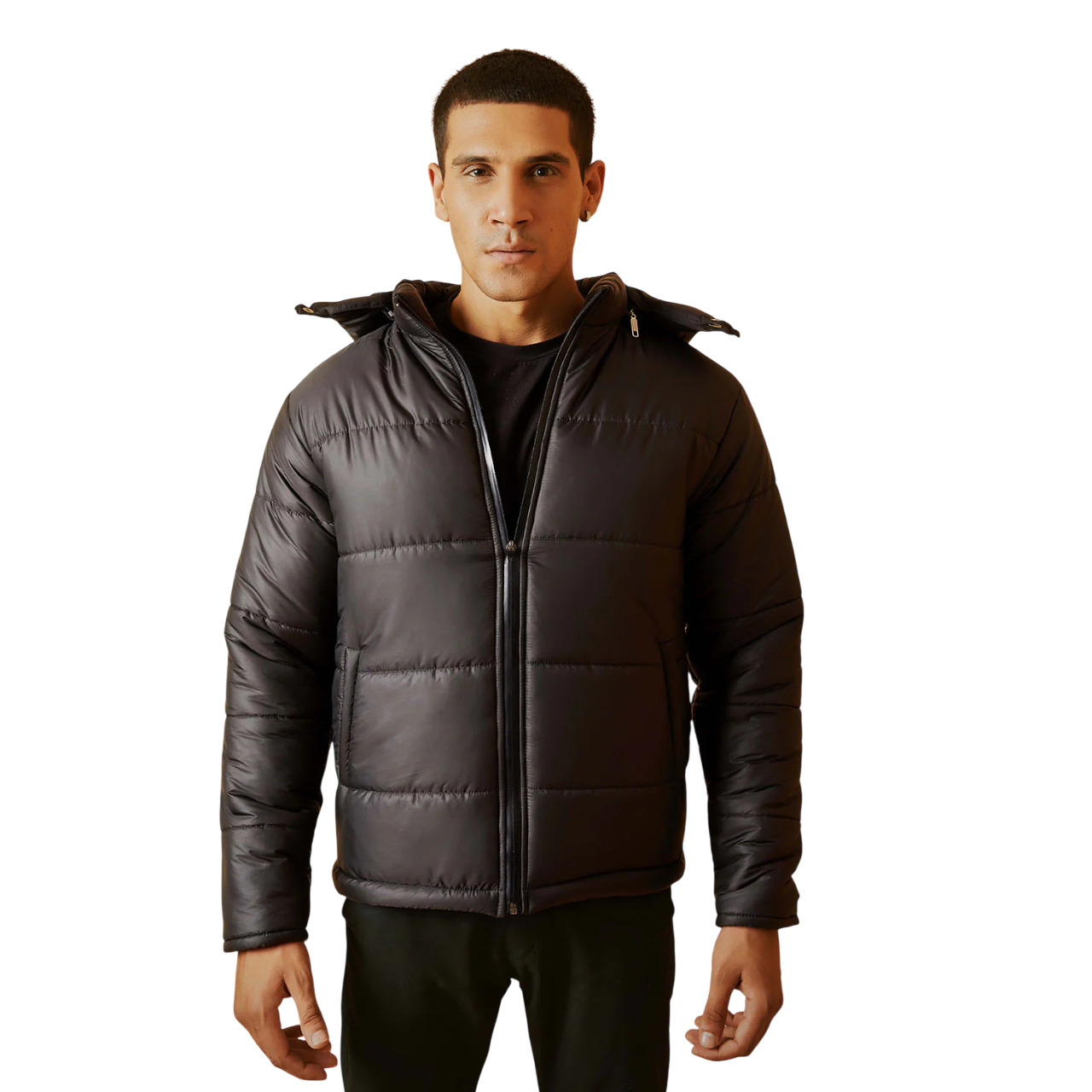 Lightweight Green Puffer Jacket With Hood